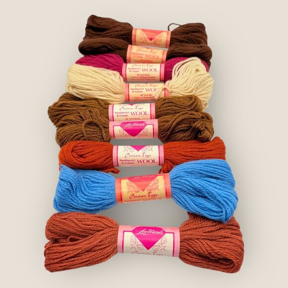 Lot of 9 Vintage Lee Wards Persian Type Needlepoint Crewel Wool Yarn New - Picture 1 of 4